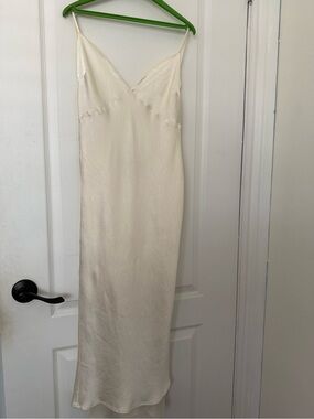 Meshki Cream Satin Slip Maxi Dress
